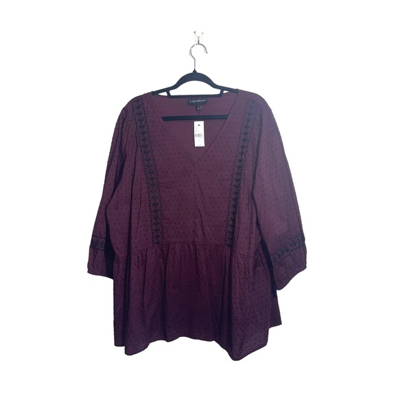 Lane Bryant NWT 100% Cotton Maroon Swiss Dot Embroidered Blouse 3X Women’s - Picture 10 of 10